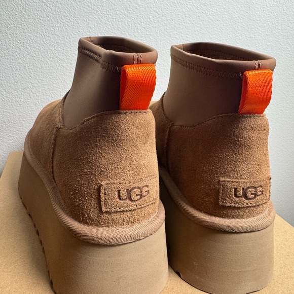 NIB UGG Classic Mini Dipper Platform Boots Chestnut Sz 9 Cozy Chic Trendy - Picture 3 of 9